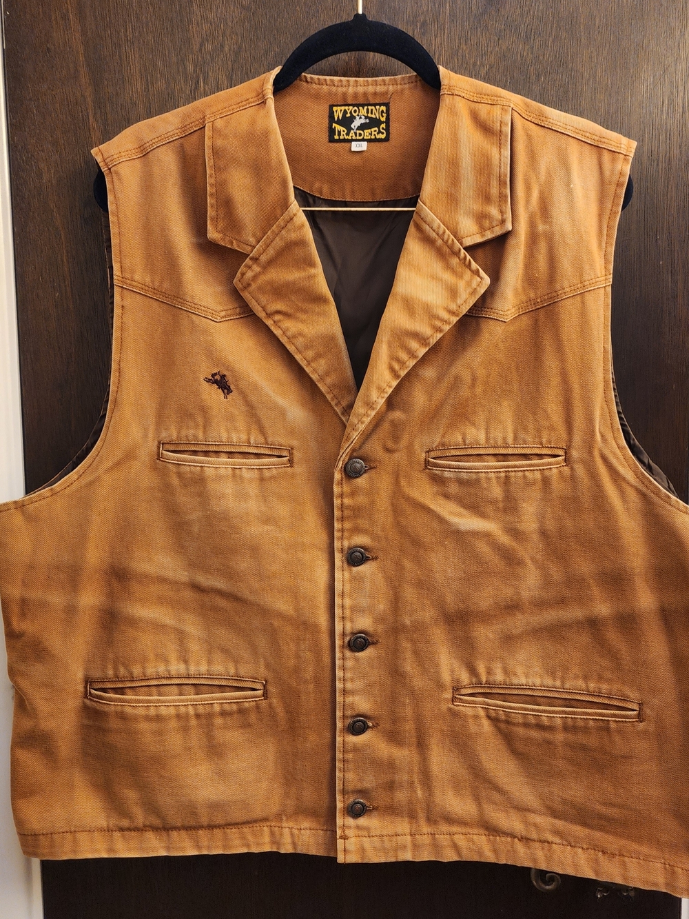 Lot of 2 Wyoming Traders Mens  Canvas Western Vests XL Tan XXL Brown